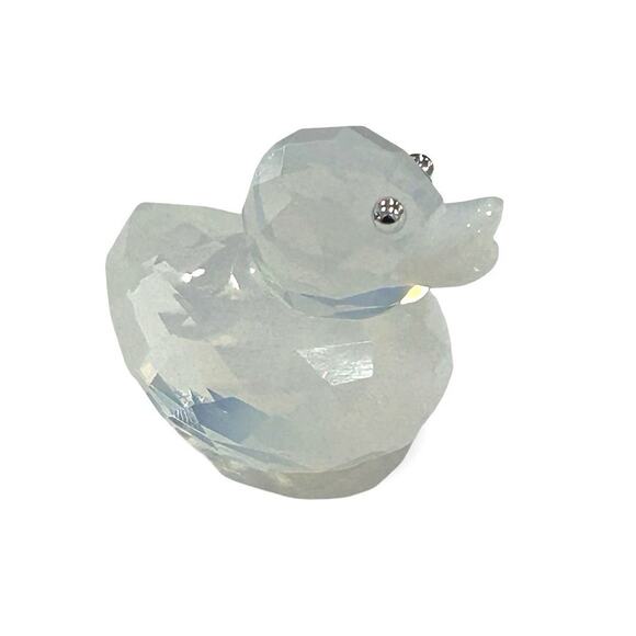 Swarovski Crystal Happy Duck Lucky Lee Smoked White Glass Figure 1041375 - Picture 1 of 6